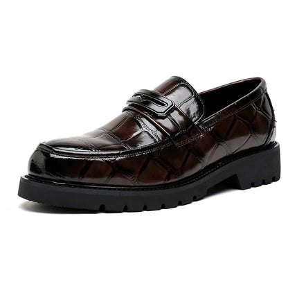Men's Thick Soled Leather Shoes Minimalist Design Style Daily Outdoor Leisure Business Party Height Increasing Shoes Zapatillas