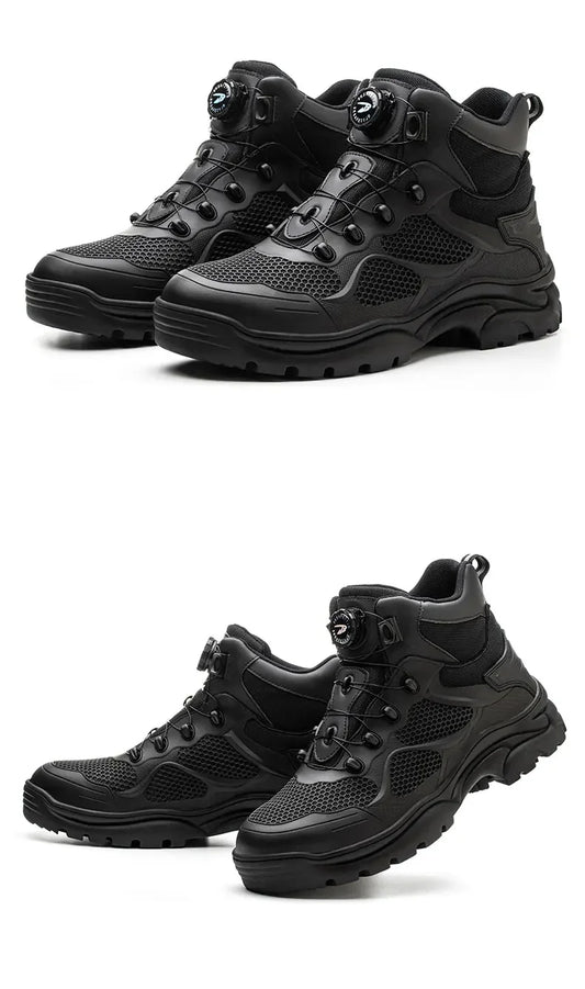 Men's Safety Work Boots Steel Toe Breathable Indestructible Puncture-Proof Rotary Buckle Shoes Comfortable Brand Work Footwear
