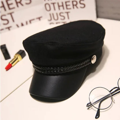 New Berets for Women Military Hat Autumn Sailor Hat for Women Men Black Grey Flat Top Female Travel Cadet Hat Captain Cap