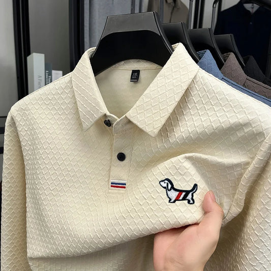 luxury men's new high quality long sleeves Polo shirt lapel embroidery jacquard brant T-shirt business fashion leisure Mens wear