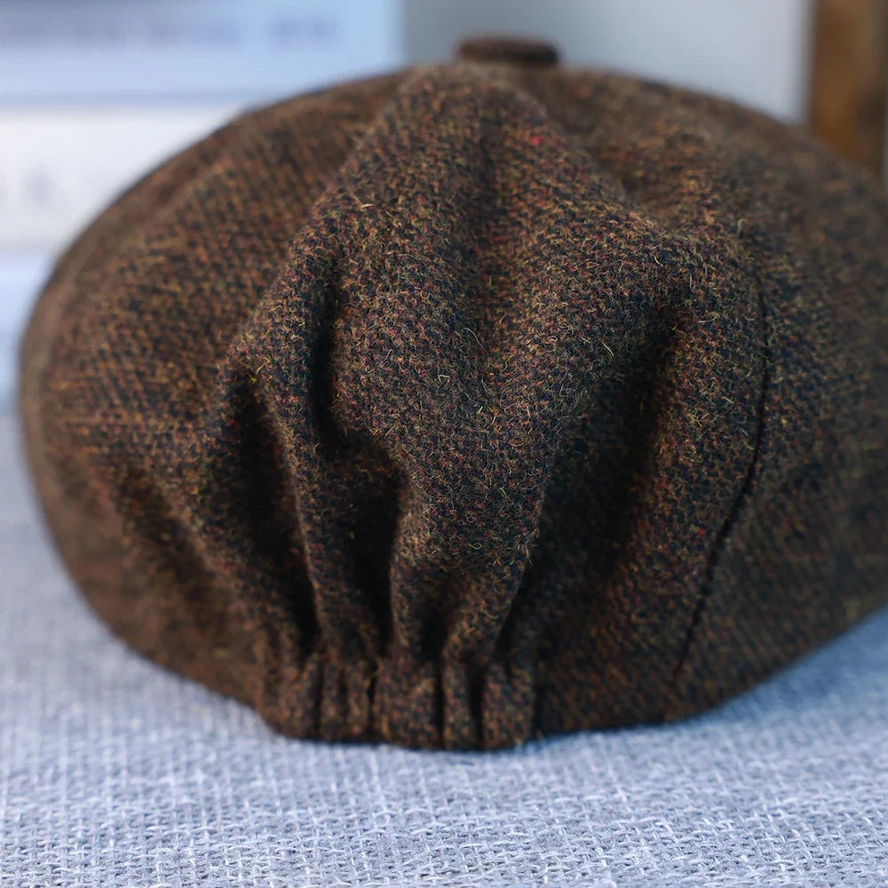 New Vintage Men's Wool Newsboy Cap Brown Green Women Men Berets Classic Woolen Octagonal Caps Casual Gatsby Flat Hat 003