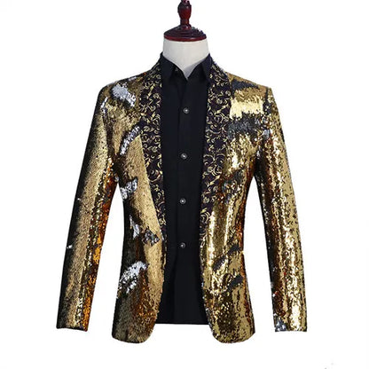 2026 New Men's Red Suit Jacket, Wedding Party Slim Dress Coat, Sequin Decoration Luxurious Blazers Blue Green Terno Masculino