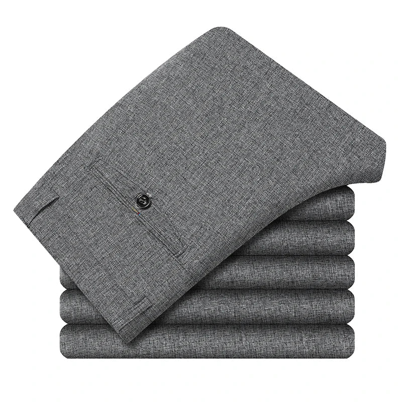 New Spring Summer Men's Linen Pants Male Dress Pants Solid Color Artificial Linen Suit Pants