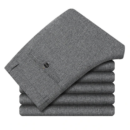 New Spring Summer Men's Linen Pants Male Dress Pants Solid Color Artificial Linen Suit Pants