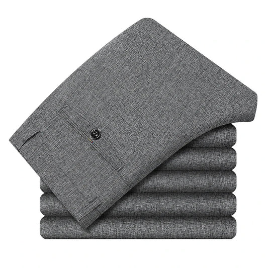 New Spring Summer Men's Linen Pants Male Dress Pants Solid Color Artificial Linen Suit Pants