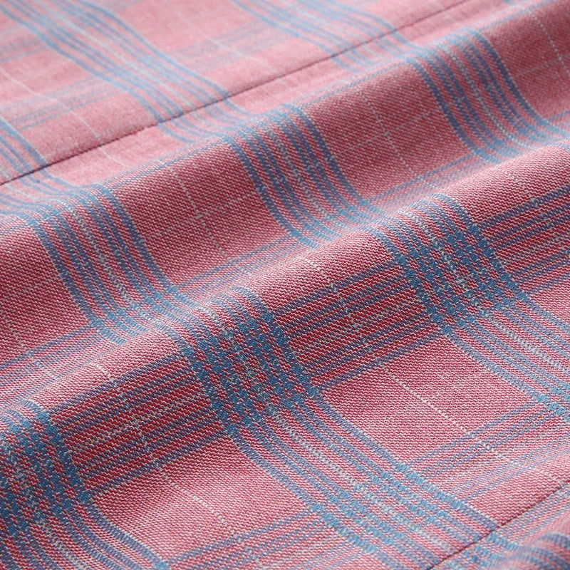 2026 New Men's Pink-Red Striped Suit Jacket, Fashion Slim Plaid Dress Coat, Red Purple Gray Blazers, Asian Size Terno Masculino