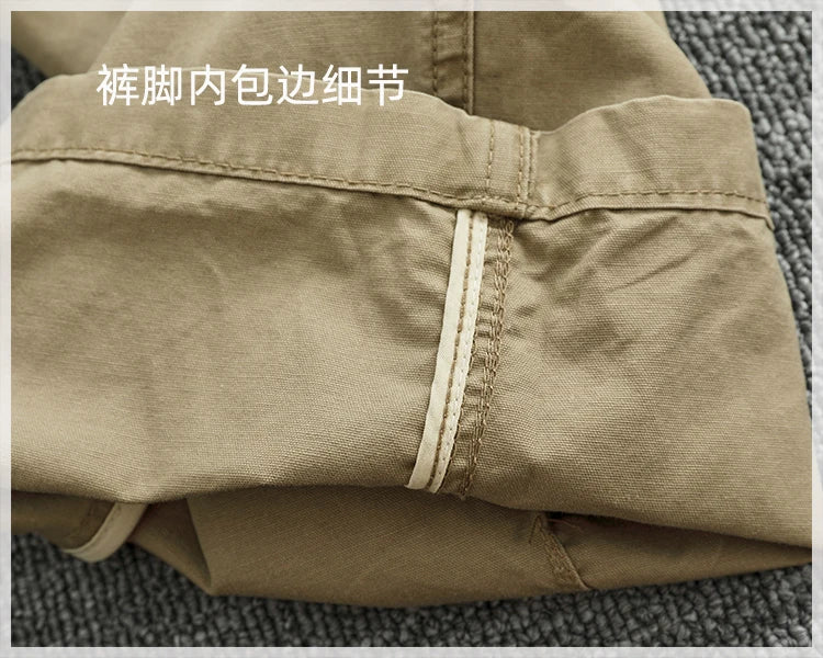 Summer thin casual pants men's straight straight tube loose conical overalls all cotton wash re-engraved purple mark daddy pants