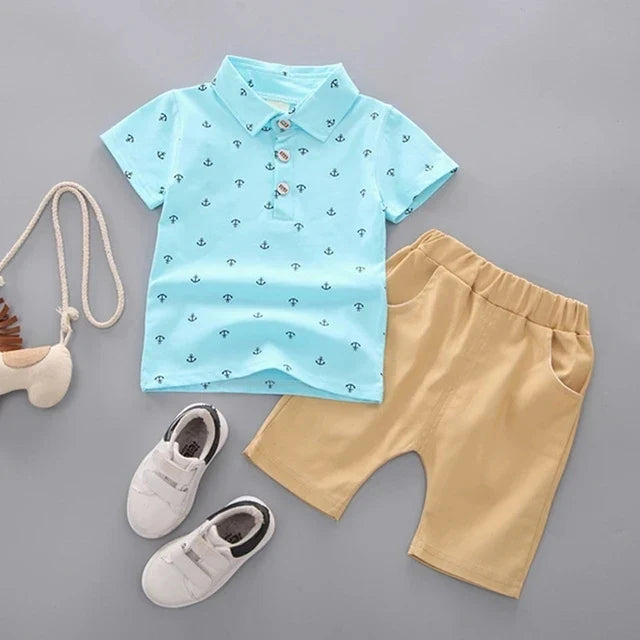 Summer Baby Boys Clothes Suit Toddler Kids Jumpsuit Boys Suspender Denim Shorts&Tshirt 2 pcs Sets Children Clothes Elastic Jeans