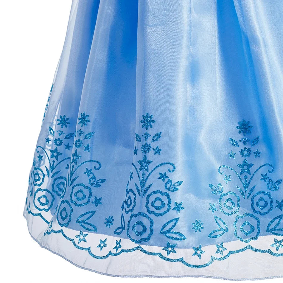 2026 Kid Elsa Anna Costume Girl Birthday Floral Dress Children Snow Queen Performance Fantasy Princess Evening Halloween Costume