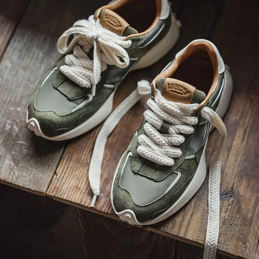 Men's Casual Sports Jogging Sneakers Versatile Comfortable Breathable Shoes Rubber Sole Color-Blocked Shoes for Spring