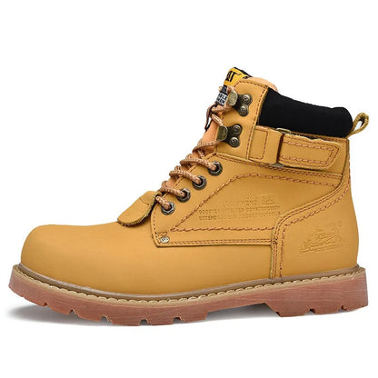 Genuine Leather Mens Women Winter Ankle Military Treking Snow Yellow Tactical Boots Outdoor for Men Work Shoes Sneakers