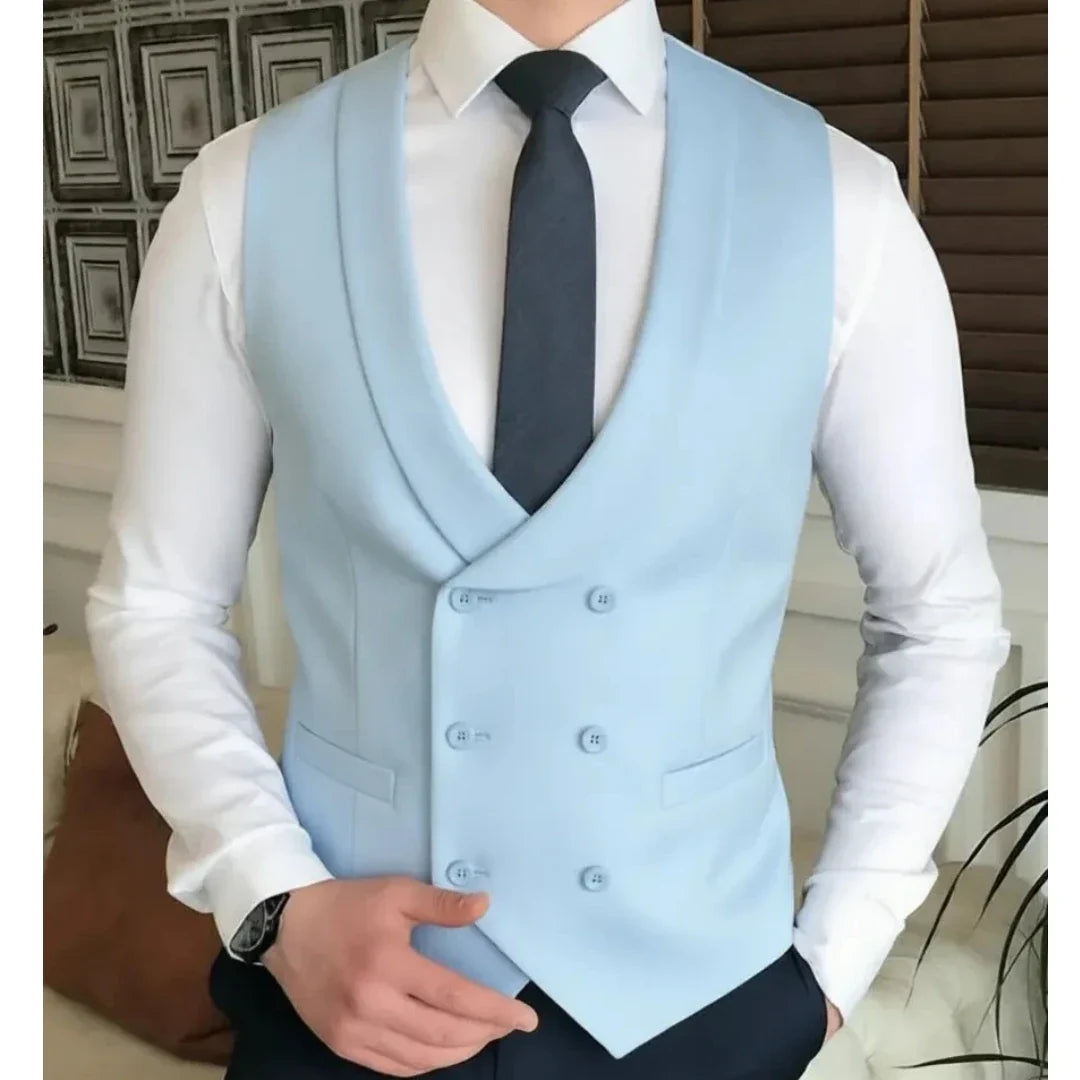 Men Vest Double Breasted With Lapel Solid Waistcoat For Wedding Banquet Business Party Work Office Casual Daily Men Suit Vest
