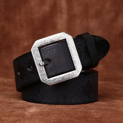 3.8CM Pure Cowhide High Quality Genuine Leather Belts for Men Strap Male Stainless Steel Buckle Jeans Thickening Cowboy Cintos