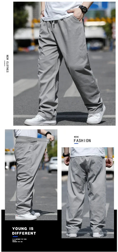 Men's Summer Workwear Pants Plus Size Loose Straight Leg Casual Trousers XL-8XL Big and Tall Large Summer Pants Asian Size