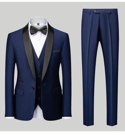 M-6XL Men's Casual Business Have Smoking Suit High End Brand Boutique Fashion Blazer Vest Pants Groom Wedding Dress Party Suit