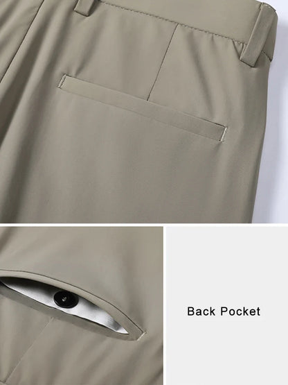 Summer Men's Casual Pants Korean Fashion Light Cool Ice Silk Stretch Golf Pants Slim Fit Suit Pants Male Office Formal Trousers