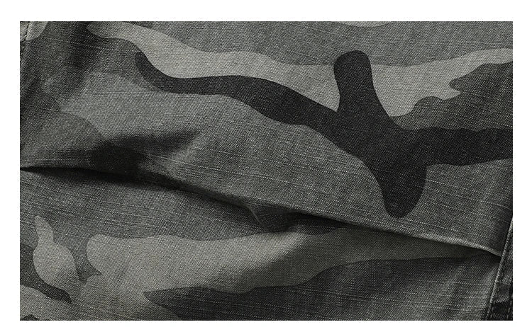American Tactical Cargo Pants Men Heavyweight Cotton Loose Fit Straight Leg Camouflage Vintage Washed Outdoor Streetwear Premium