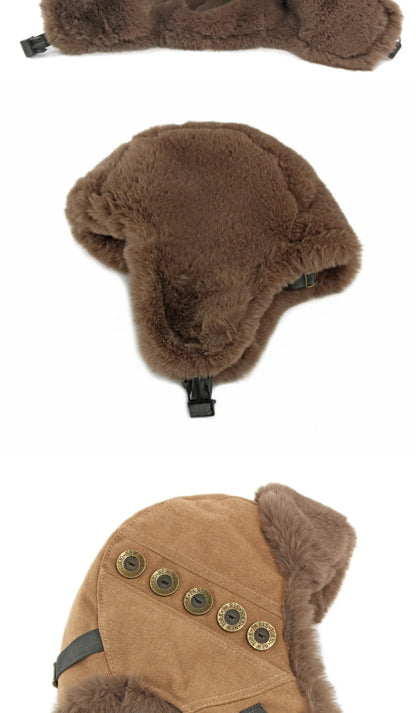 Russian Hat Thick Warm Winter Hat Men Women Windproof Ski Trapper Earflap Cap Faux Rabbit Fur Hat Male Female Bomber Hat