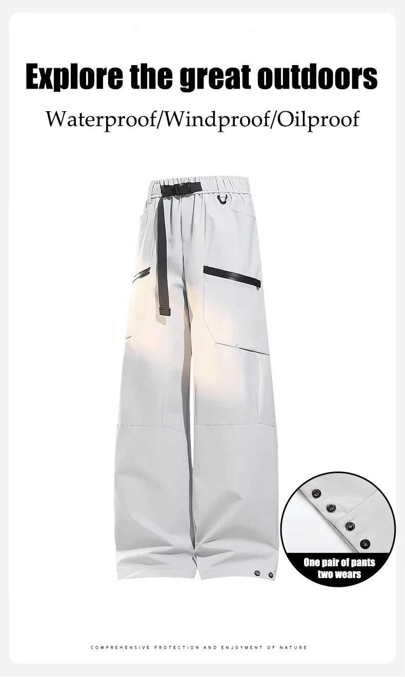 Autumn Hiking Pants Male With Belt Outdoor Waterproof Windproof Camping Trousers Spring Women Wear-Resistant Mountaineering Pant