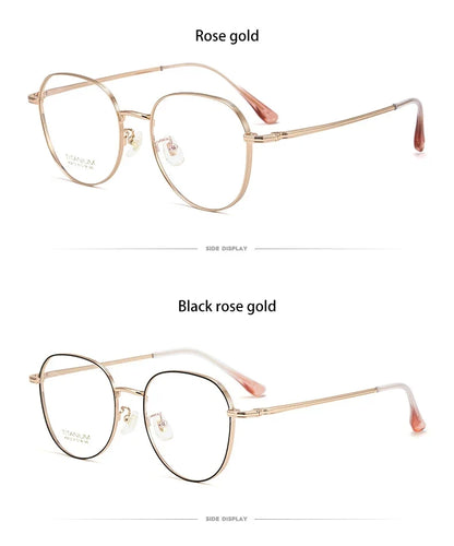 Simple Fashion Large Frame Titanium Design Women Anti-blue Light Reading Glasses Men Customized Prescription 02-K5012