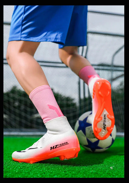 New Men Soccer Shoes Boys Cleats Adult Outdoor Breathable Football Boots Training Sport Long Spikes Non Slip Match Comfortable