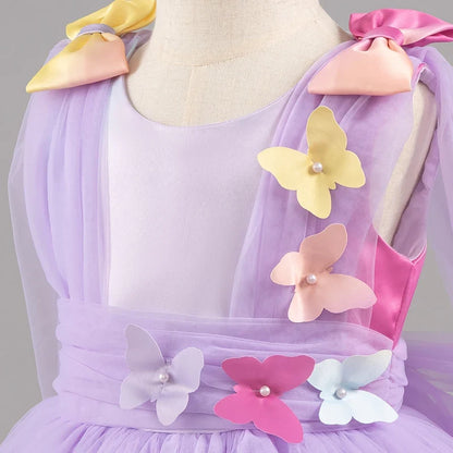 Baby Dress 0-5 Years Birthday Party Wedding Dresses For Toddler Sleeveless Butterfly Mesh Fluffy Cute Girl Princess Dress