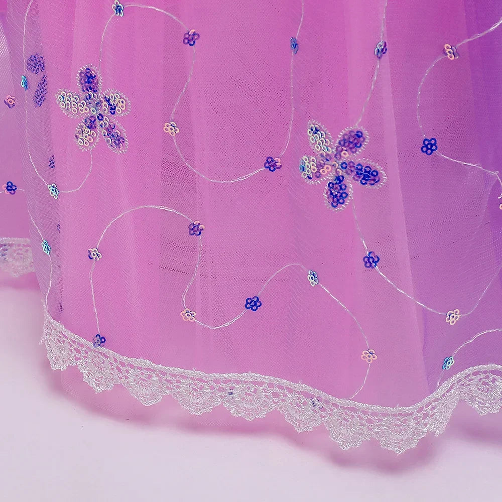 Girls Birthday Party Deluxe Rapunzel Dress With Sequined Bodice Tangled Movie Cosplay Princess Costume Carnival Fairy Tale Gown
