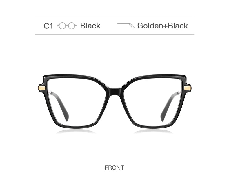 Simple Design Fashionable Large Frame Anti-Blue Light Glasses Women's Reading Glasses Customizable Prescription PFD2208