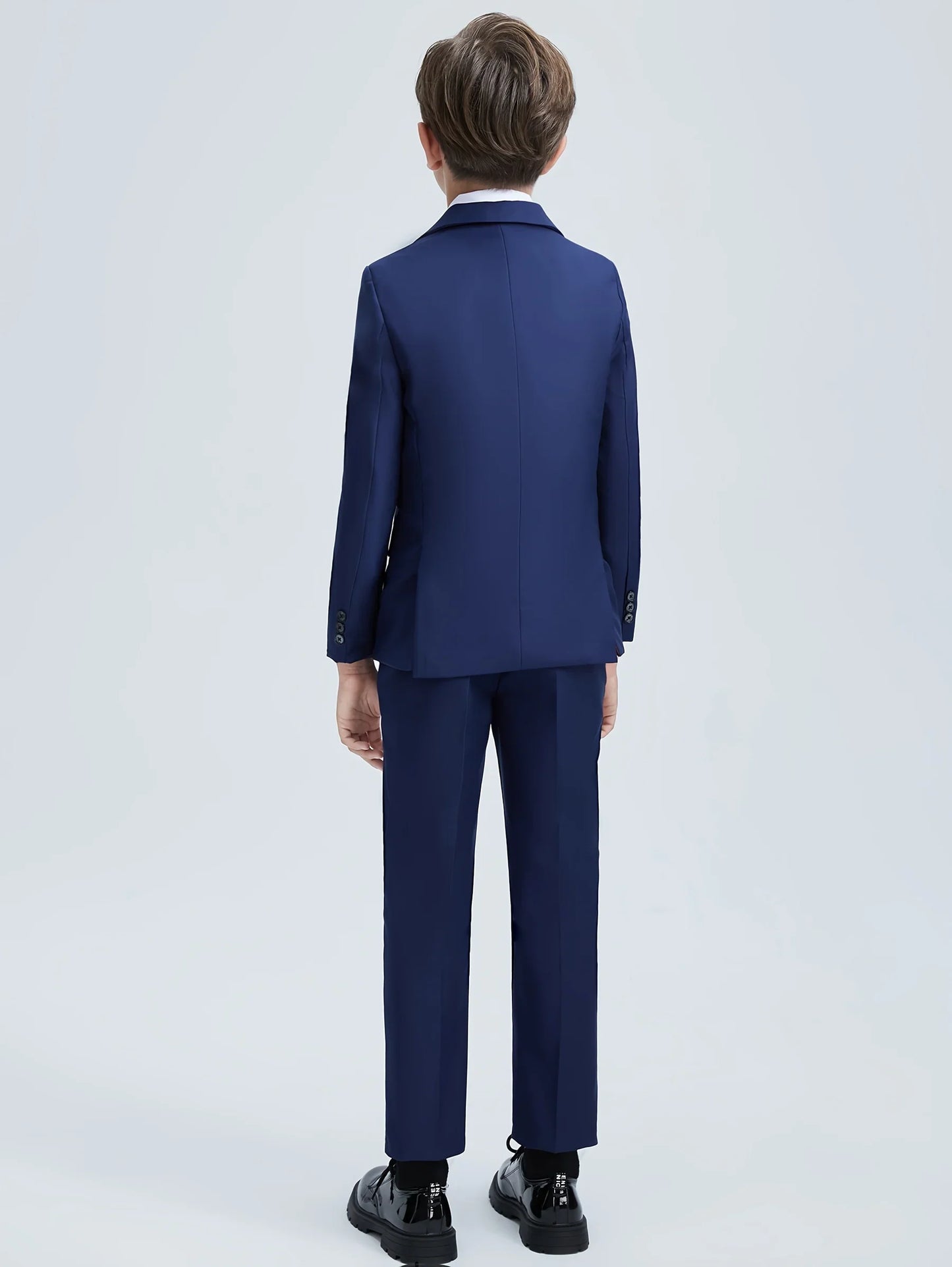 4pcs Boys' Suit Set Jacket Shirt Pants Tie Suitable for Banquets Weddings Graduation Ceremonies Black Sizes for 6Y-16Y Children