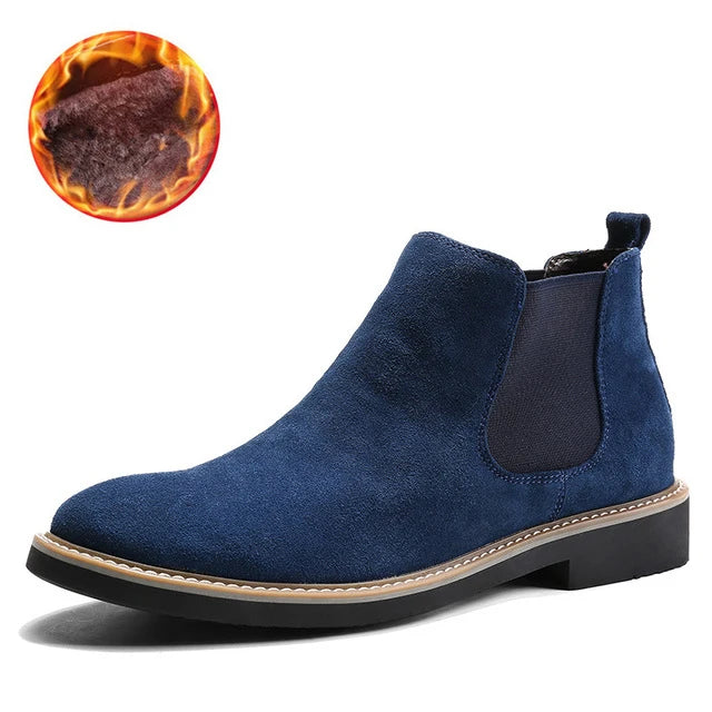 Autumn Winter Chelsea Boots Men British Style Suede Leather Shoes Men Slip on Casual Ankle Boots Men Big size 46 bota masculina