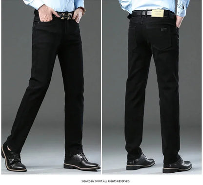 Spring Autumn Fashion Brown Business Casual Stretch Denim Pants Male Brand Trousers Men's Clothing Slim Jeans Plus Size 28-44
