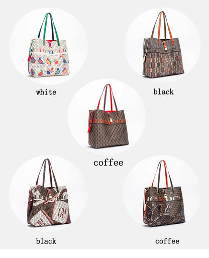 Classic Retro Women's New 2024 Tote Bag Large Capacity PVC Material Commuter Office Women's Shoulder Bag