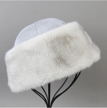 Hot Sale Faux Mink Fur Hat Winter Genuine Baseball Cap Russia Fashion Elegant Lady Warm Faux Fur Ball Straw Hat