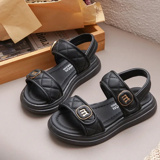 Kids Causal Sandals 2024 Thick Bottom Summer Toddler Girls Sandals Fashion Open-toe Children's School Black Sandals Versatile