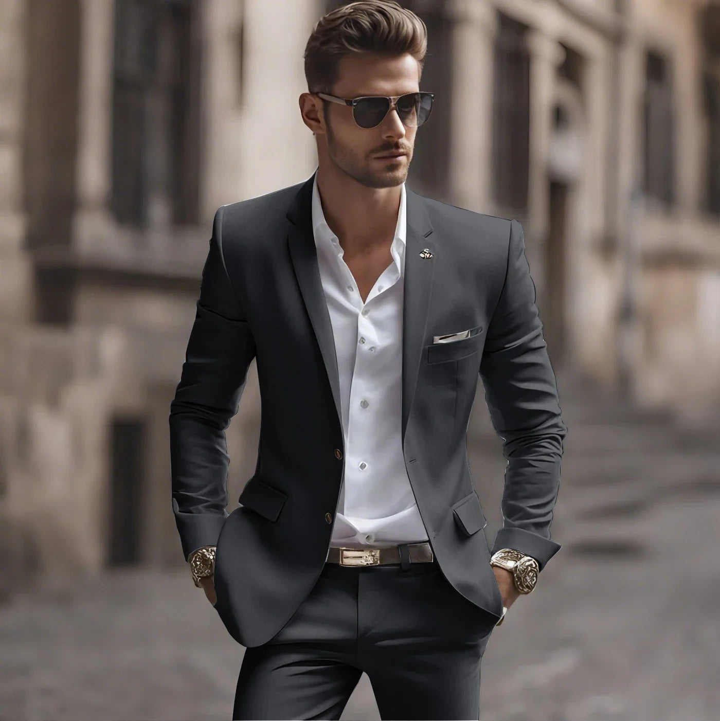 Summer White Men Suits Two Piece Fashion Notch Lapel Single Breasted Suit Slim Fit Elegant Smart Casual Groom Wedding Tuxedo