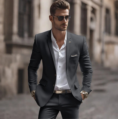 Summer White Men Suits Two Piece Fashion Notch Lapel Single Breasted Suit Slim Fit Elegant Smart Casual Groom Wedding Tuxedo