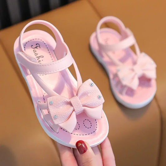 Girls Sandals 2025 Summer New Middle and Big Children's Soft Bottom Princess Breathable Children's Beach Sandals 2-10 Years Old