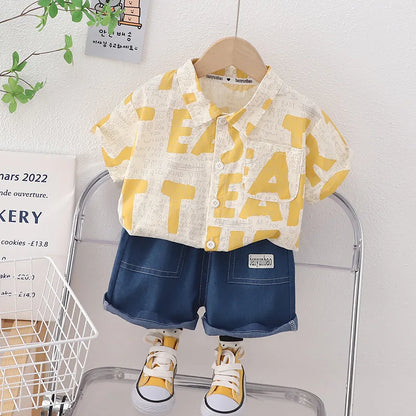New Summer Baby Boys Clothes Sets Toddler Kids Letter T-shirt + Shorts 2Pcs Children Casual Outfits Clothing Tracksuits 0-5Years