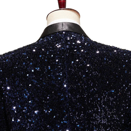 Shimmering Green Sequinned Blazer, Dazzling and Eye-catching, European Sizing, Men's Wedding Party Stage Dazzling Formal Wear