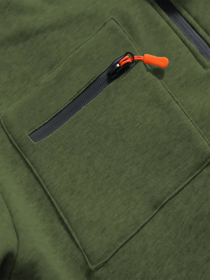 Men's Casual Sports Hoodie 2025 New Fashion Pocket Zipper Hooded Sweatshirt Solid Color Loose Coat Outdoor Running Streetwear
