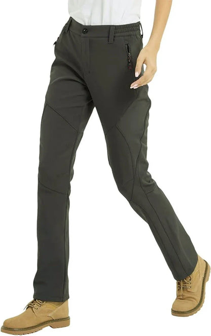 Women's Outdoor Hiking Pants Fleece Slim Soft Shell Snow Ski Pants Trekking Waterproof Windproof Winter