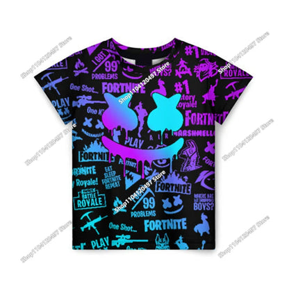 Fortnites 3D Printed Short Sleeve T-Shirt Game Cartoon Print Battle Royale Adult Kid Clothes Kids T-shirt Harajuku Tshirt