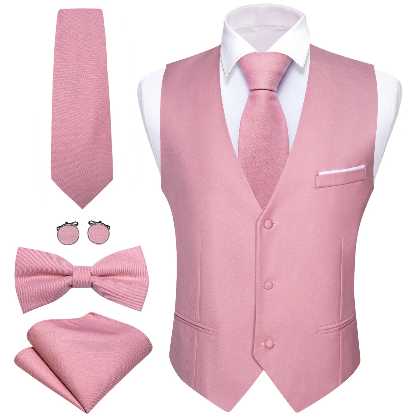 Men's 5-Piece Suit Set Vest/ tie/ bow tie/pocket handkerchief/cufflinks Complete set of formal and wedding accessories  Business