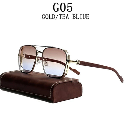 Luxe Sunglasses For Men Wooden Square Sunglasses Women Trendy Vintage Fashion Glasses Retro Trending Gafas De Sol Hombre Lunette