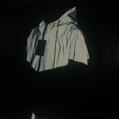 Men's Patchwork Night Reflective Jacket Casual Waterproof Windbreaker Party Dancer Hip Hop High Quality Coat Male Trend Brand