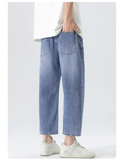 High Streets Spring Summer Men's Jeans American Retro Baggy Wide Leg Denim Pants Loose Solid Cotton Jeans Male Trendy Trousers