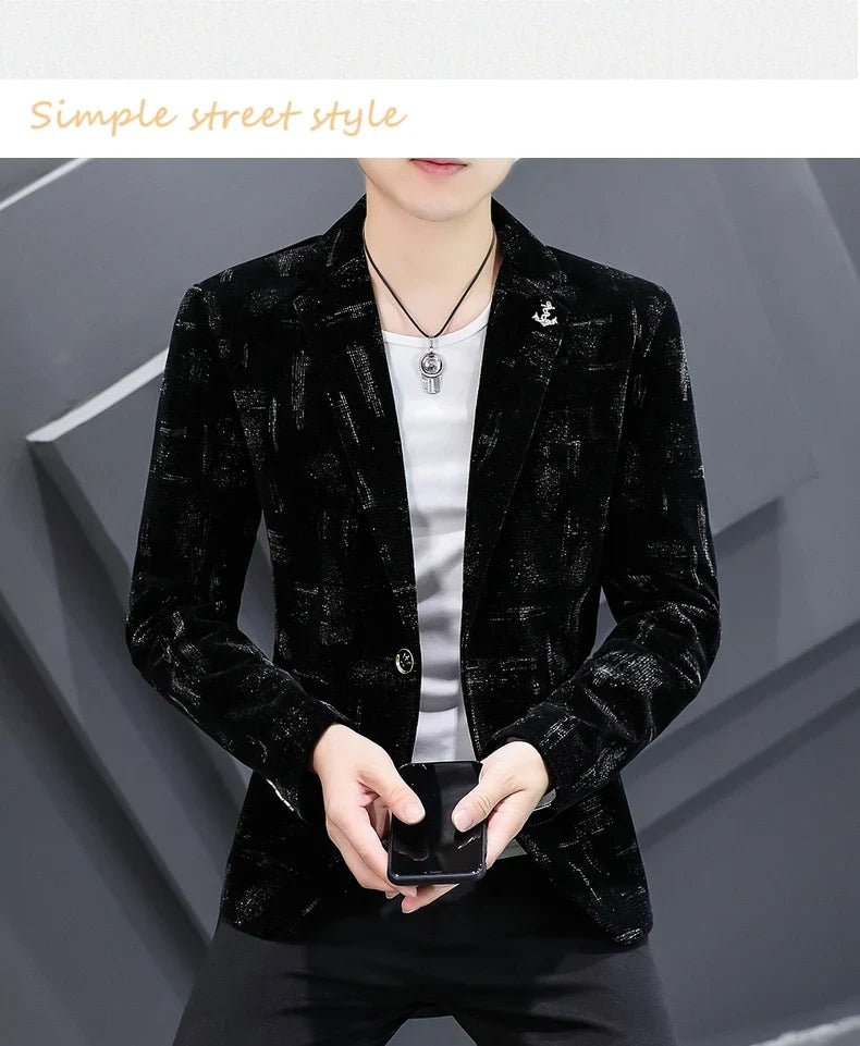 Blazer New Men's Fashion Business Corduroy Gentleman Fit Shopping Outdoor Performance Wedding Banquet Casual Blazer