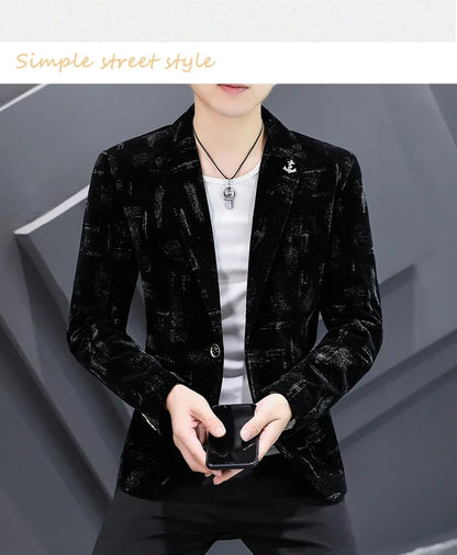 Blazer New Men's Fashion Business Corduroy Gentleman Fit Shopping Outdoor Performance Wedding Banquet Casual Blazer
