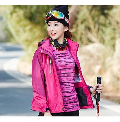 Women Autumn Trekking Jacket Outdoor Hiking Rain Coat Windbreaker Waterproof Hooded Camping Cycling Climbing Warm