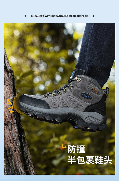 36-48 Autumn Winter Men Women Ankle Boots Leather Tactical Shoes New Plus Anti-Skidding Classical Walking Footwear Summer Hiking